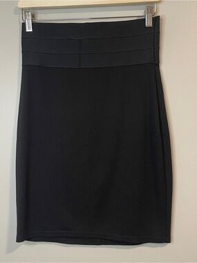 Max Studio Black Ponte Paneled-Waist Pencil Skirt
